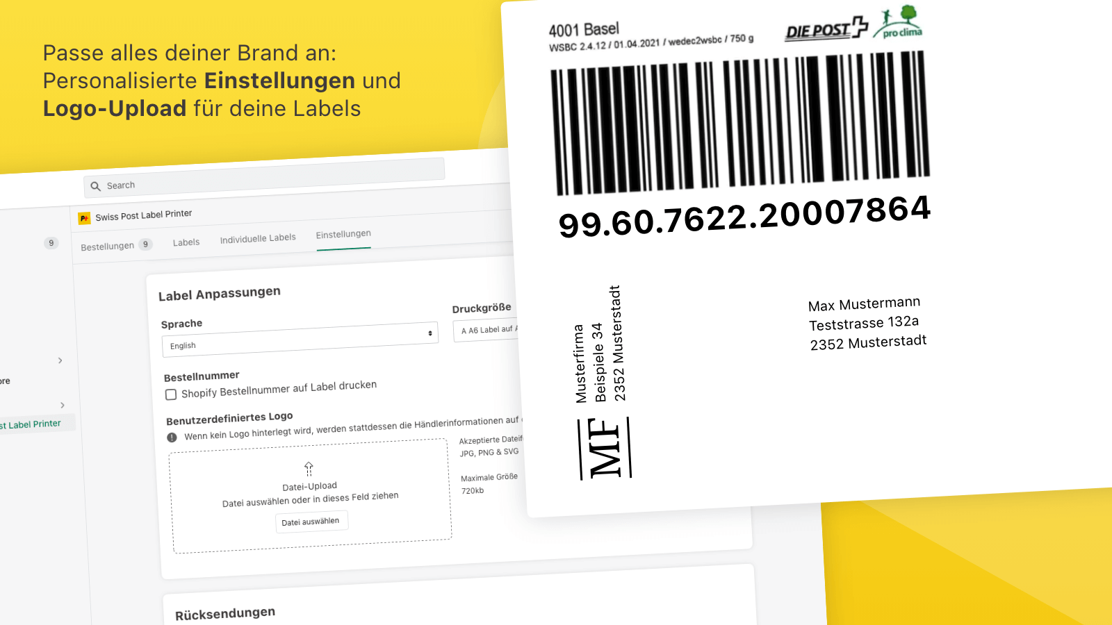 Swiss Post Label Printer App Screenshot